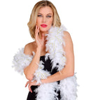 White Feather Boa With Gold Tinsel - 1,80 M - 80 G