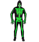 Green Skeleton  Hooded Jumpsuit 