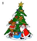 Christmas Tree With Santa Claus &Reindeer Window Sticker 40 Cm