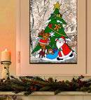 Christmas Tree With Santa Claus &Reindeer Window Sticker 40 Cm