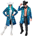 Party Fashion Coat  Blue Waves Sequin Coat 