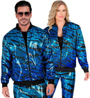 Party Fashion Bomber  Blue Waves Sequin Bomber 
