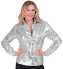 Party Fashion Shirt  Silver Sequin Shirt 