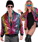 Party Fashion Bomber  Rainbow Animalier Leopard Sequin Bomber 