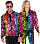 Party Fashion Bomber  Rainbow Animalier Leopard Sequin Bomber 