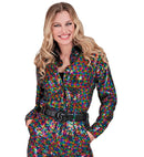 Party Fashion Shirt  Multicolor Sequin Shirt 