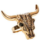 Gold Buffalo Skull Ring