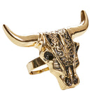 Gold Buffalo Skull Ring