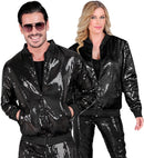 Party Fashion Bomber  Black Sequin Bomber 