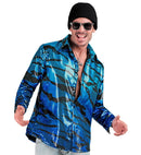 Party Fashion Shirt  Blue Waves Sequin Shirt 