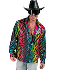 Party Fashion Shirt  Rainbow Animalier Tiger Sequin Shirt 
