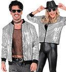 Party Fashion Bomber  Silver Sequin Bomber 