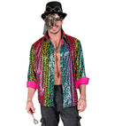 Party Fashion Shirt  Rainbow Animalier Leopard Sequin Shirt 