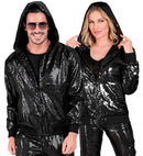 Party Fashion Hooded Bomber  Black Sequin Hooded Bomber 