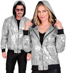 Party Fashion Hooded Bomber  Silver Sequin Hooded Bomber 