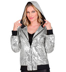 Party Fashion Hooded Bomber  Silver Sequin Hooded Bomber 