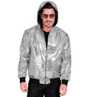 Party Fashion Hooded Bomber  Silver Sequin Hooded Bomber 