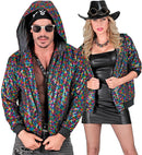 Party Fashion Hooded Bomber  Multicolor Sequin Hooded Bomber 