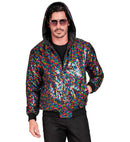 Party Fashion Hooded Bomber  Multicolor Sequin Hooded Bomber 