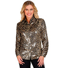 Party Fashion Shirt  Animalier Leopard Sequin Shirt 