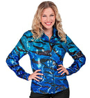 Party Fashion Shirt  Blue Waves Sequin Shirt 