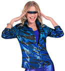 Party Fashion Shirt  Blue Waves Sequin Shirt 