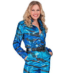 Party Fashion Shirt  Blue Waves Sequin Shirt 