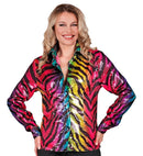 Party Fashion Shirt  Rainbow Animalier Tiger Sequin Shirt 