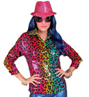 Party Fashion Shirt  Rainbow Animalier Leopard Sequin Shirt 