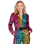 Party Fashion Shirt  Rainbow Animalier Leopard Sequin Shirt 