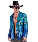 Party Fashion Jacket  Blue Waves Sequin Jacket 