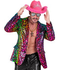 Party Fashion Jacket  Rainbow Animalier Leopard Sequin Jacket 