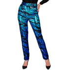 Party Fashion Pants  Blue Waves Sequin Pants 
