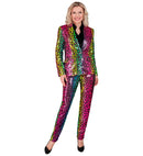 Party Fashion Pants  Rainbow Animalier Leopard Sequin Pants 