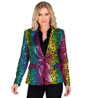 Party Fashion Jacket  Rainbow Animalier Leopard Sequin Jacket 