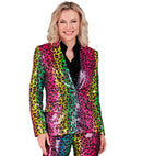 Party Fashion Jacket  Rainbow Animalier Leopard Sequin Jacket 