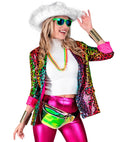 Party Fashion Jacket  Rainbow Animalier Leopard Sequin Jacket 