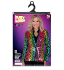 Party Fashion Jacket  Rainbow Animalier Leopard Sequin Jacket 