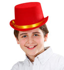 Top Hats Felt Red 11 Cm - Child Size