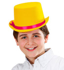 Top Hats Felt Yellow 11 Cm - Child Size
