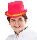 Top Hats Felt Pink 10 Cm - Child Size