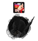 Mini Hats With Flower, Tulle & Feather Black
