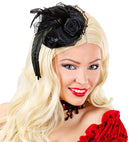 Mini Hats With Flower, Tulle & Feather Black