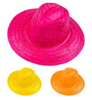 Straw Cowboy Hat Pink, Yellow, Orange Ass.