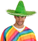Green Sombrero With Pom Poms 50 Cm