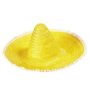 Yellow Sombrero With Pom Poms 50Cm
