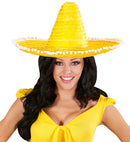 Yellow Sombrero With Pom Poms 50Cm