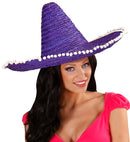 Blue/Purple Sombrero With Pom Poms 50 Cm