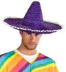 Blue/Purple Sombrero With Pom Poms 50 Cm