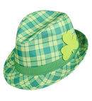 St. Patrick'S Day Tartan Fedora With Shamrock